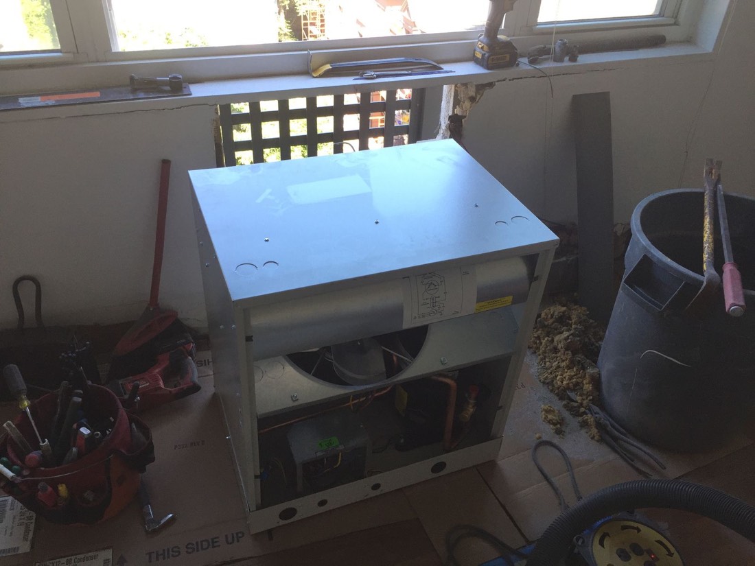 New furnace and air handler unit prepared for installation